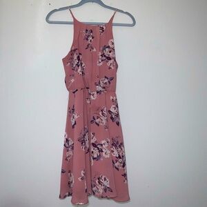 L Blue Rain Pink Floral Dress